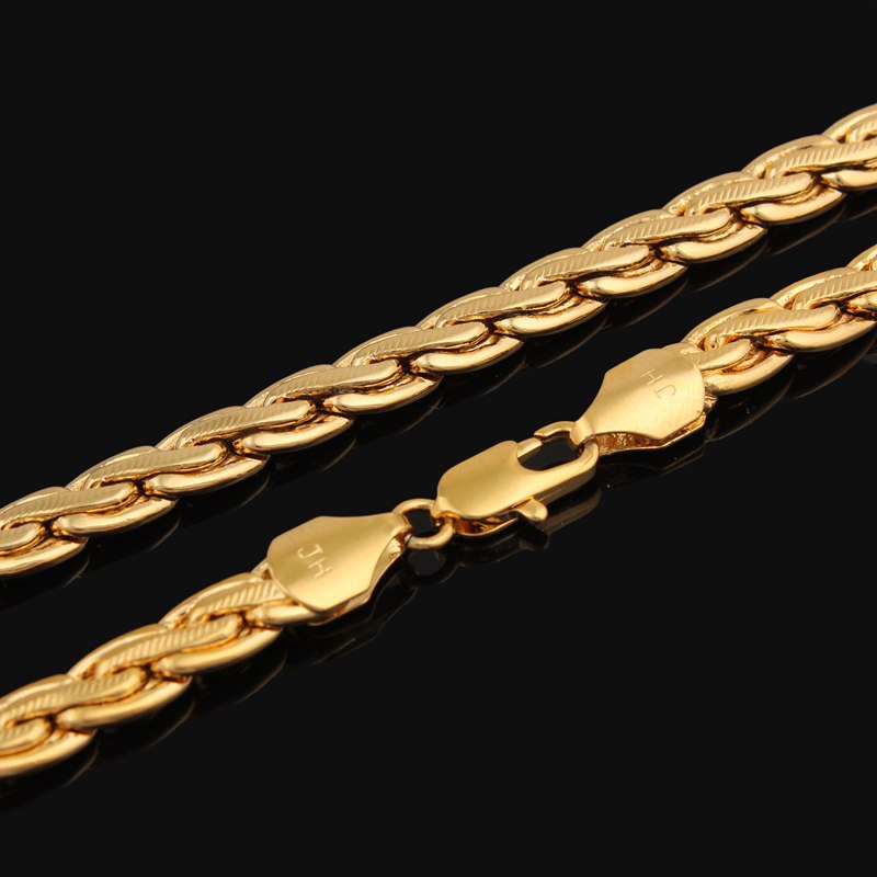 2015 hot sale High Quality 18k gold twist chain necklace jewlery for men and women free