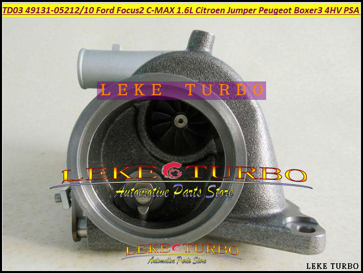 TD03 49131-05210 49131-05212 0375K7 6U3Q6K682AE Turbo Turbocharger For Ford Focus II C-MAX Fiesta VI 1.6L Citroen Jumper Peugeot Boxer III 4HV PSA 2.2L HDI- (4)