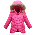 Factory Outlet 2016 autumn and winter Children Long down Coat Girls Down jacket Coats Big Fur