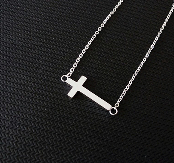 Image of 2016 Sideways Cross Charm Necklaces Gold Plated Stainless Steel Chain Pendant Necklace Women For Vintage Jewelry Accessories