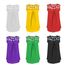 Plus Size S to 5XL Women Sexy Casual Water-soluble Lace Chiffon Sleeveless Tank Tops Vest Tank Friendship