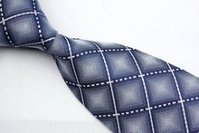 NT0152 Gray White Plaid Smooth Man s Wedding Business Luxury Tie Jacquard Woven Classic Silk Polyester