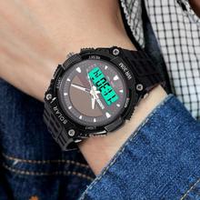 2015 nuevo sólido relojes hombres reloj resina atómica Solar reloj deportivo 2 zona horaria Led Digital Quartz hombre relojes casuales