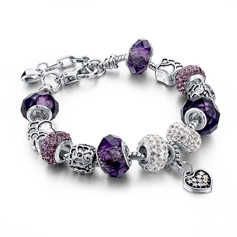 Image of Gift!!! Fashion DIY Crystal&Glass Beads Charm Bracelets For Women Snake Chain Bracelets & Bangles Pulsera SBR150056
