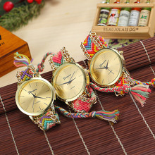 Fashion Geneva Watches Women Quartz Watches Multicolor Friendship Watch Braided Rope Bracelet Watch 13 Colors BW