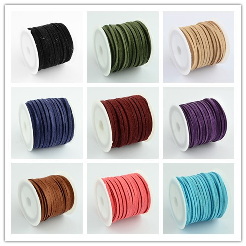Image of Promotion 3mmx1.5mm mixed color Faux Suede Cord Leather Lace For Clothes Shoes Jewelry Making Findings about 5m/roll