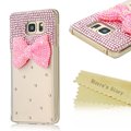 Luxury Pink Bow Handmade Bling Crystal Shiny Diamond Clear Cover Hard PC Case Back Cover For