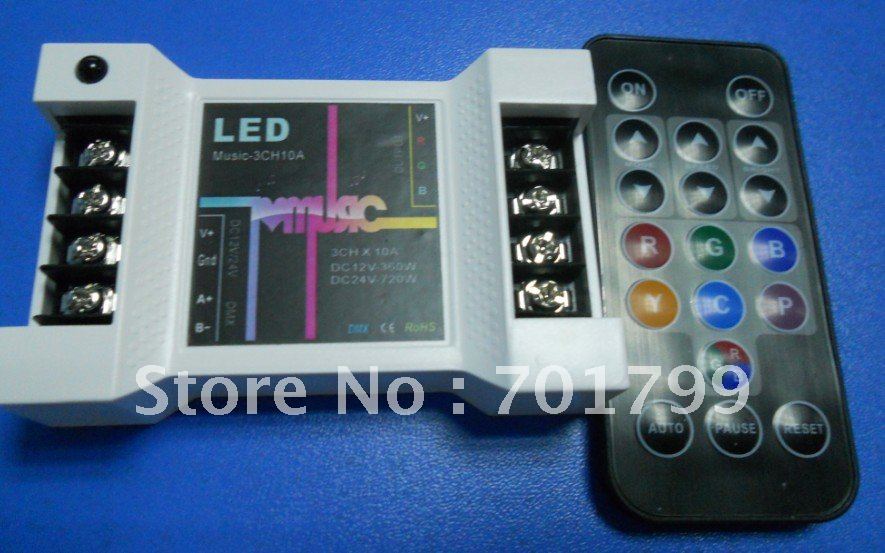 Купить светодиодные ИК контроллер музыки, dc12-24v ввода, 10А * 3 ...