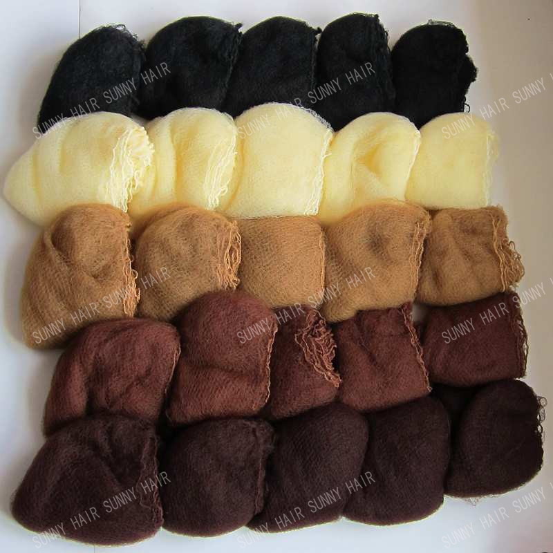 Image of whole sale 500pcs hairnet 5mm nylon hair nets invisible disposable hair net 20inch five colors mix black,dark brown,brown,blonde