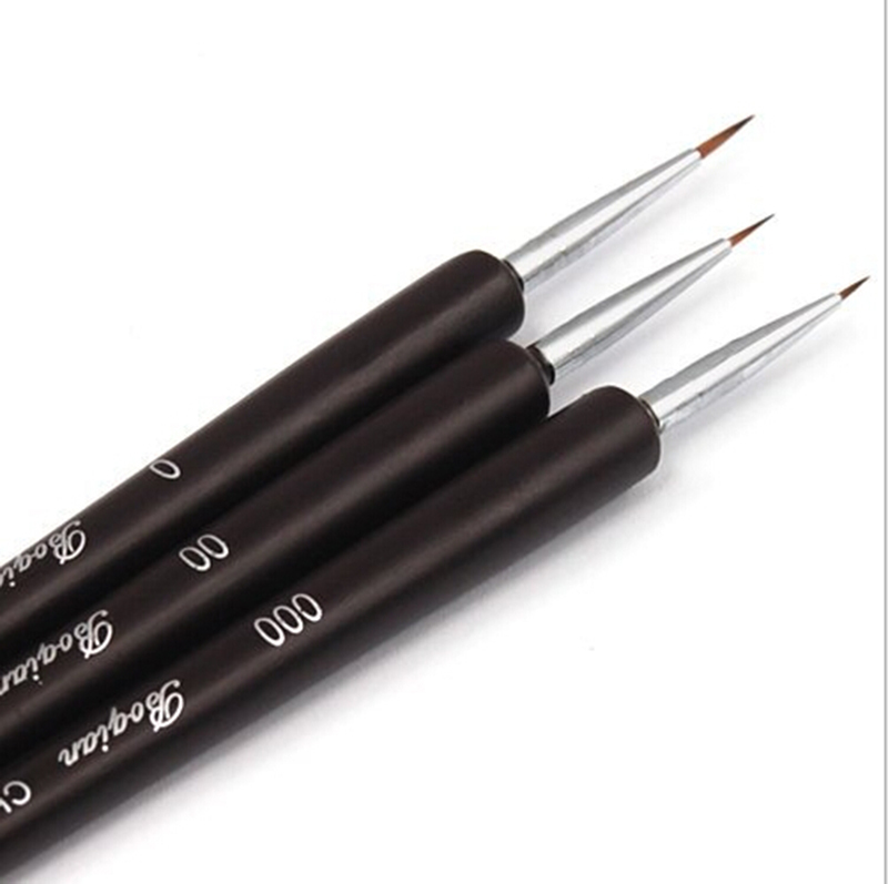 Image of 3 PCS Acrylic French Nail Art Design Painting & Dotting Pen Polish Brushes Black