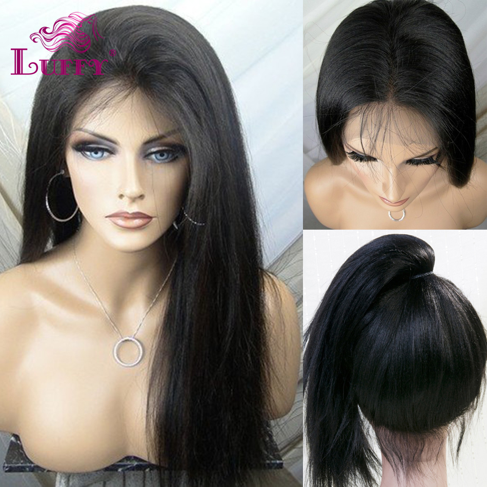 Image of 2016 Wholesale Price Straight Full Lace Human Hair Wigs Glueless Full Lace Front Wigs With Ponytail Brazilian Virgin Hair Wigs