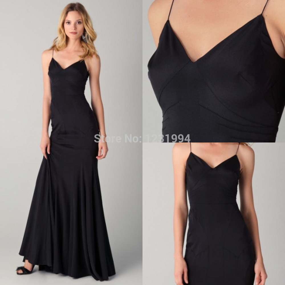 Simple Black Spaghetti Strap Dress