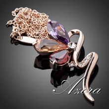 AZORA Magic Snake 18K Rose Gold Plated Stellux Austrian Crystal Jewelry Pendant Necklace TN0089
