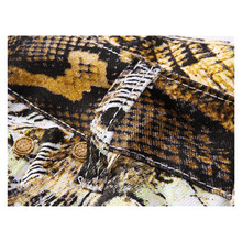 2016 New Mens Snakeskin Printed Jeans Slim Fit Skinny Night Club DJ Trousers Pants Slacks For