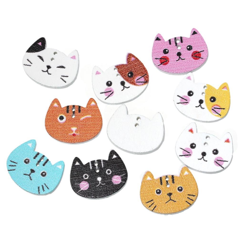 Image of Wood Sewing Button Scrapbooking Cat At Random 2 Holes 20.0mm( 6/8")x 16.0mm( 5/8"),10 PCs 2015 new