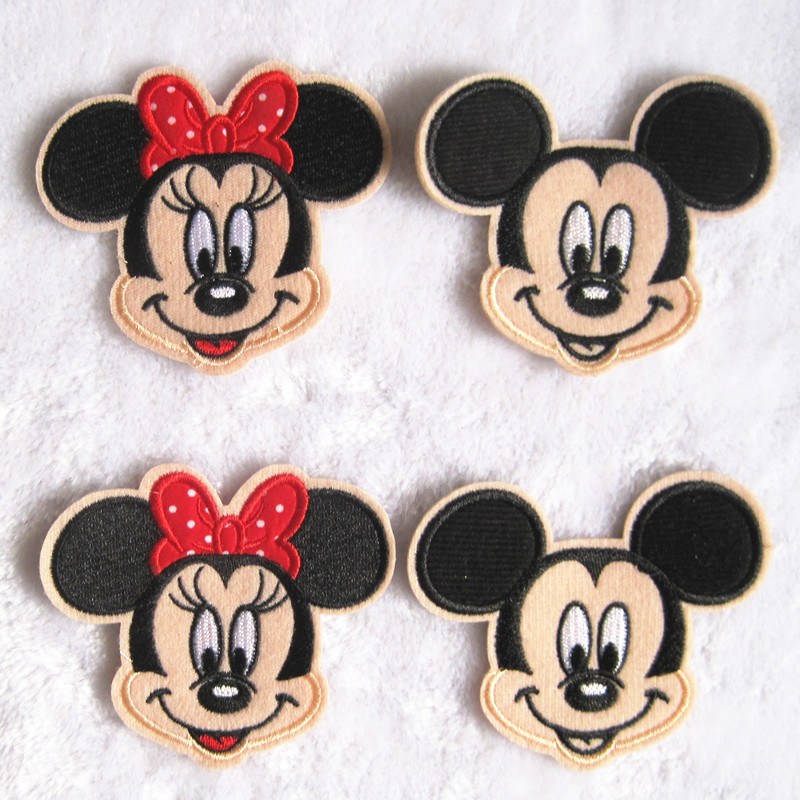 Image of 2016 Red Butterfly Minnie Mickey Iron On Embroidered Patches For Clothes Cartoon Badge Garment Appliques DIY Accessory 4Pcs/Lot