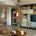 Retro Hemp Rope Wrought Iron Pendant Lamp Loft Designer American Pastoral Bar Cafe Restaurant Lighting