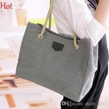 2015 Canvas Handbag Personal Solid Large Bags Rope Shoulder Bag Women Handbag Big OL Ladies Black Blue Grey Canvas Bag SV014027