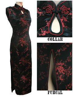 Black Red Ladies Halter Cheong sam Long Qipao Dress Flower S M L XL XXL XXXL