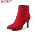 New Fashion Style Thin High Heels Womens Shoes Flock Nubuck Ankle Boots Autumn Top Size US
