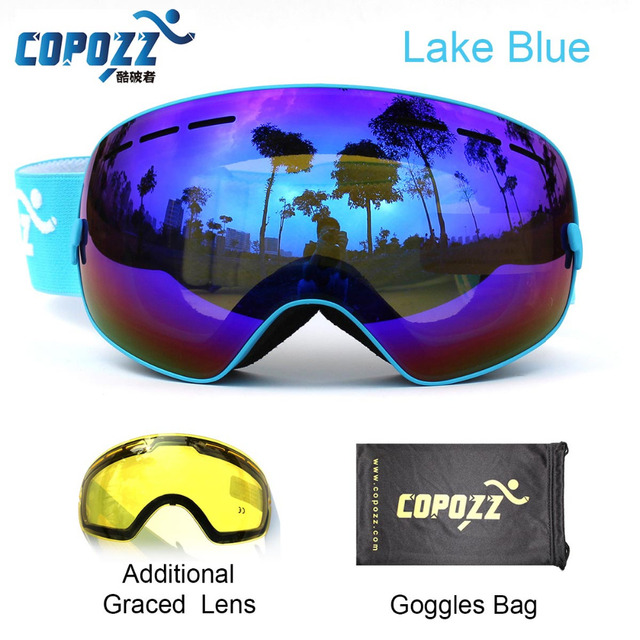 COPOZZ бренд лыжные очки 2 дважды объектива UV400 противотуманные большие сферические очки катание на лыжах мужчины женщины сноуборд очки GOG-201 + объектив