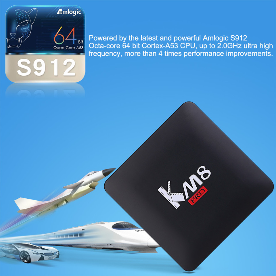Newest KM8 PRO TV Box Android 6.0 Amlogic S912 Octa Core 2GB/16GB 2.4G