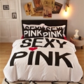 VS Pink bedding sets 100 cotton duvet cover white bed sheet couvre lit bedspread set bed