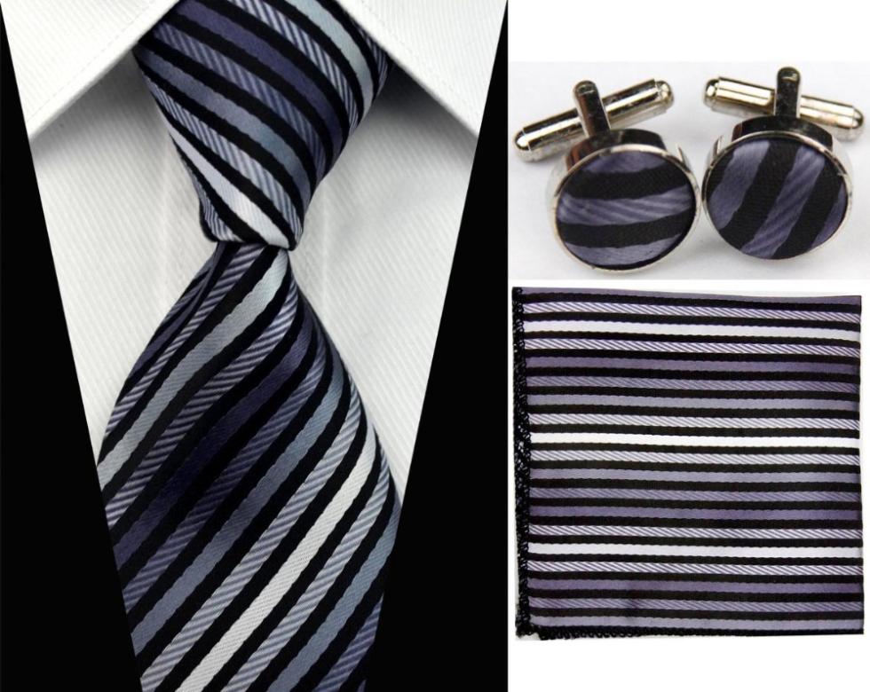 SNT0033 Hot Sale2014 Fashion Man Ties Necktie Set Cufflink Hanky Checked Striped Casual Neckties Formal Prom
