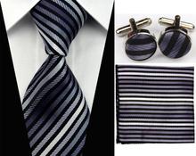 SNT0033 Hot Sale2014 Fashion Man Ties Necktie Set Cufflink Hanky Checked Striped Casual Neckties Formal Prom