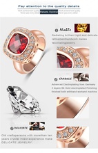 LZESHINE Brand Ruby Diamond Retro Noble Ladies Rings Real 18K Rose Gold Plated Elegant Simulated Ring
