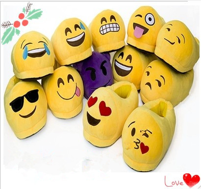 Валентина Подарок 13 Стили Зима Emoji Толстые Плюшевые Тапочки Крытый Мультфильм Emoji Смайлик Смайлик Плюшевые Взрослых Тапочки Теплые Подарки