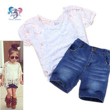 2016 Girls Boutique Summer Clothing Sets 3Pcs Toddler Girls Fashion Outfits Birthday Shirt Kids Streetwear Cool Girl Jeans