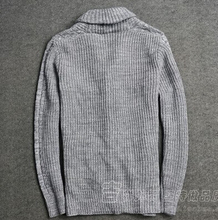Mens Cardigan Sweater 2015 Autumn Winter New Fashion Shawl Collar Cable Knit Wool Cardigan Free Shipping