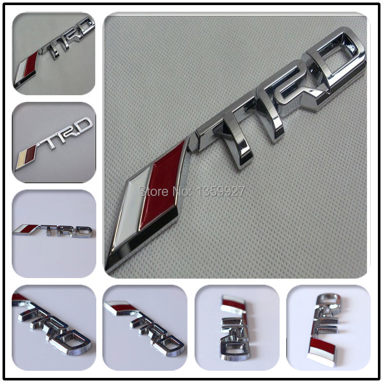Image of 3D Modified Car badge Sticker Styling TRD Metal Emblem for toyota silver/black