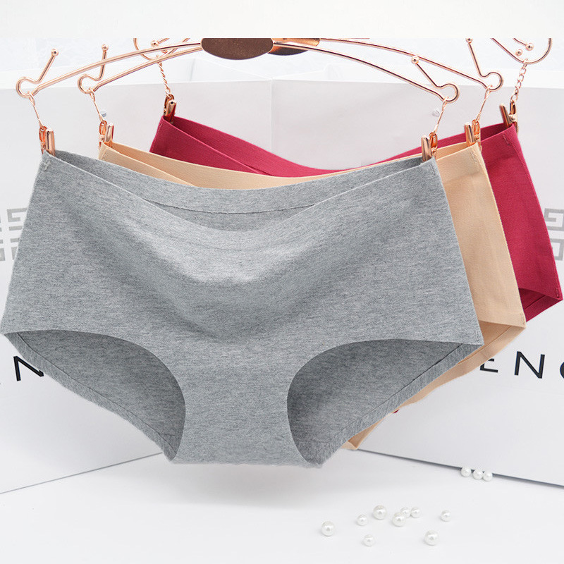 Image of The new process pure cotton Women's Panties non-trace seamless underwear Ms in waist sexy underwear Natural cotton briefs