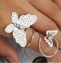 R005 New Double Butterfly Wedding Ring 18K Gold Plated Fashion Brand CZ Diamond Jewelry For Women