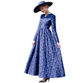 2016 M 3XL Floral Long Sleeve Maxi Dress Muslim Women Fashion Flare Long Party Dresses Autumn