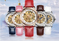 Cool Skeleton AILANG Women Sparkling Crystal Automatic Watches Business Leather Wrist watch 316L Elegant Lady Dress