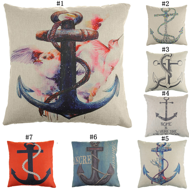 2 шт. Хлопок Белье чехлы Якорь Pattern Морской декоративные бросок наволочки для Диван мода наволочка 45*45 см