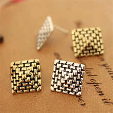 2016 Hot sale New Fashion Design vintage bronze Geometric pyramid Stud Earrings for Women Jewelry Accessories Wholesale E119