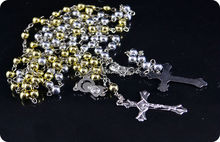 Rosary Beads INRI JESUS Cross Crucifix Pendant Necklace Catholic Fashion Religious jewelry Wholesale