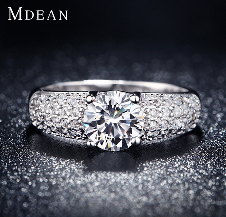 MDEAN White Gold Filled Rings For Women Wedding Jewelry Bijoux zirconia vintage Accessories Engageme