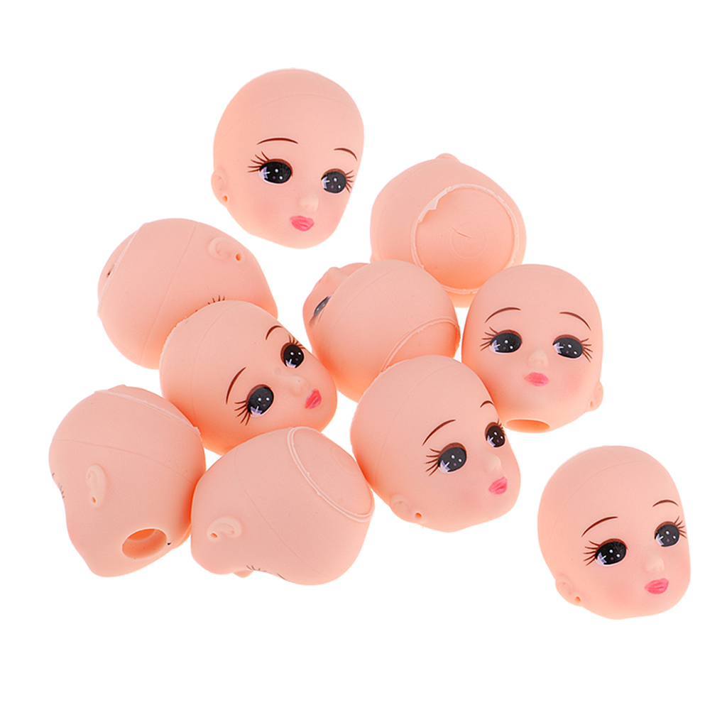 10pcs Sleeping Baby Doll Head Sculpt Without Hair Wig For Mini Keychain Baby