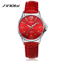 SINOBI 2016 New Fashion brand leather strap Diamond quartz women watches women ladies dress watches Female