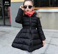 2016 Winter Girls Coats Long Cotton Jackets Hooded Faux Fur Collar Children Baby Clothes Thick Outdoor