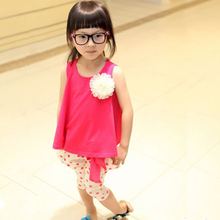 2015 children s clothing summer set child flower female vest polka dot harem pants kids clothes