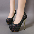 2016 New Sexy High heeled Party Shoes Pumps Women Stiletto Pump Sequin Shiny Night Club Shoes