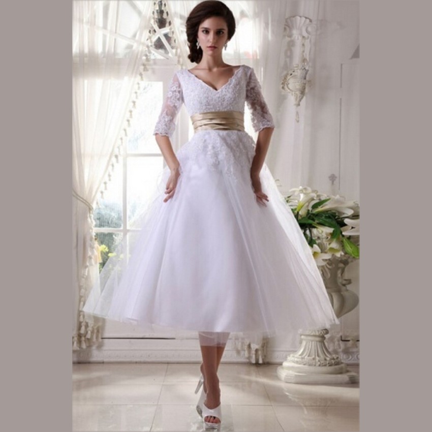 Lace Tea Length Bridesmaid Dresses - Ocodea.com