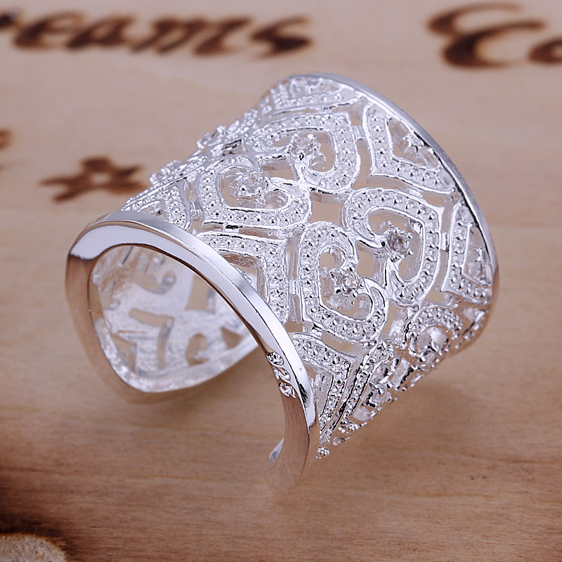 Free Shipping 925 Sterling Silver Ring Fashion Inlaid Zircon Multi Heart Ring Women Men Gift Silver