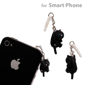 Image of Black cat --Hanging cat dustproof plug --lovely cute puppy 3.5mm universal dust Plug Earphone Jack Plug Free shipping